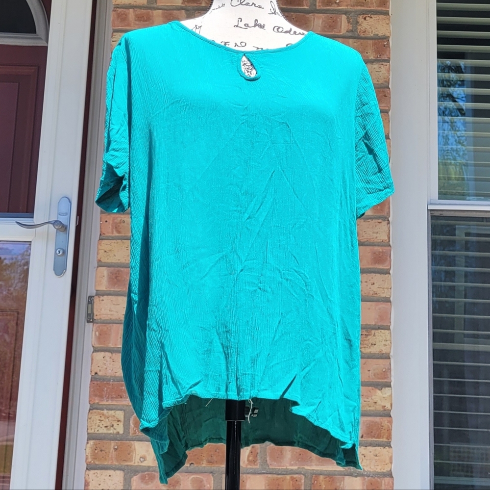 Woman Within Teal Women's Lightweight Blouse Top- Size 18-20